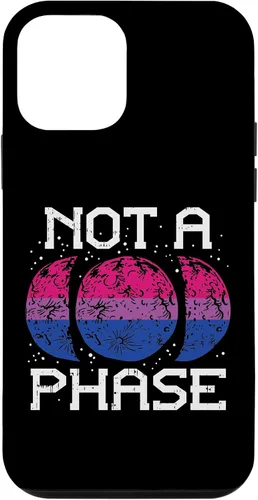 Vista 12 de Funda de regalo LGBTQ para iPhone 14 Not A Phase Bisexual Pride Moon Funny Bi Flag Pun
