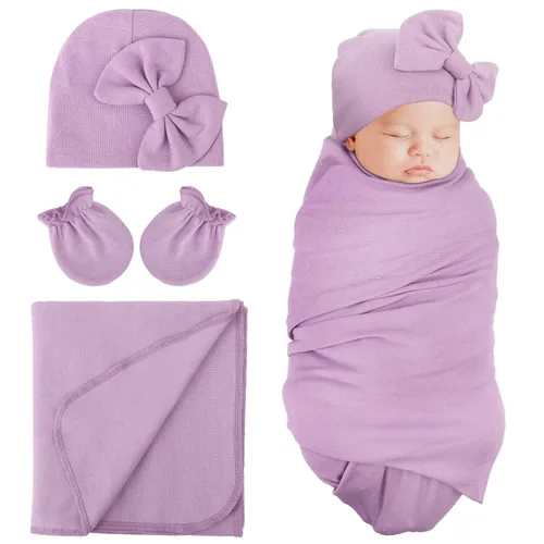 Vista 13 de DRESHOW BQUBO - Conjunto de guantes de algodón para recién nacido, manta cálida para bebé, saco de dormir para bebé, regalo de ducha