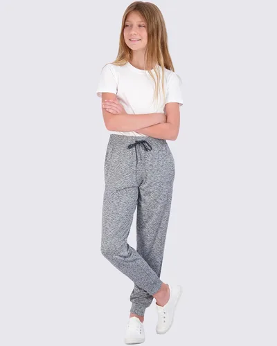 Vista 2 de Real Essentials Paquete de 3 pantalones deportivos Dry-Fit para niñas, pantalones deportivos suaves y activos con bolsillos y cordón