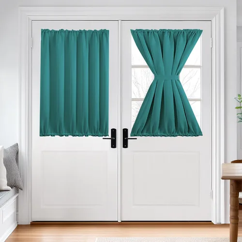 Vista 97 de Deconovo Cortinas opacas para puerta, bolsillo para cortinero y cortinas de bloqueo con aislamiento térmico para dormitorio, 137.16 x 189.2 cm, azul