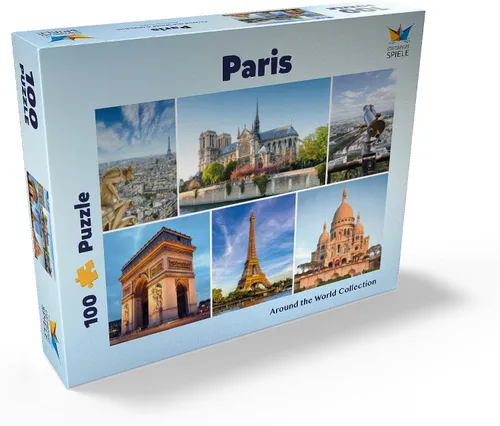 Vista 2 de MyPuzzle Paris - Notre Dame, Torre Eiffel y Sacre Coeur - Rompecabezas prémium de 100 piezas para adultos
