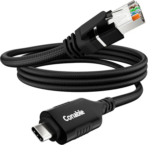 Vista 7 de Cable USB a Ethernet de 1 pie, cable USB 3.0 tipo A a RJ45, adaptador USB a red de Internet LAN, Gigabit, conectado directamente, aluminio