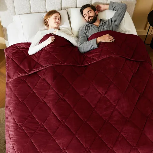 Vista 10 de L'AGRATY Manta con peso de tamaño Queen para adultos de 15 libras, 60 x 80 pulgadas, manta fresca y transpirable con cuentas de vidrio para dormir