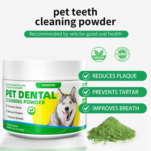 Vista 2 de Polvo de limpieza dental para perros y gatos, polvo de limpieza dental para perros y gatos, ambientador de aliento para mal aliento, removedor