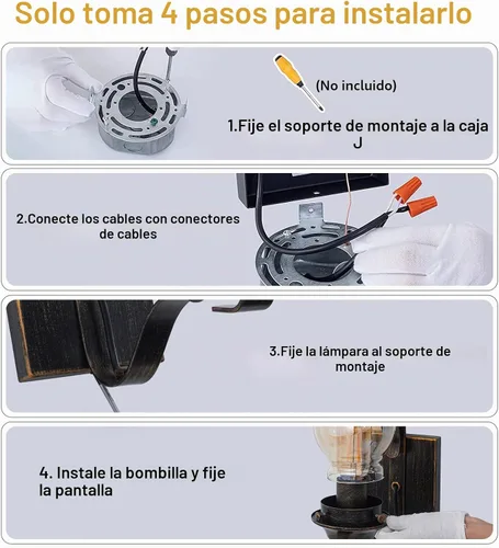 Vista 7 de Yisuro Aplique de Pared con Cable, Aplique de Pared de Bronce Cepillado con Cable para Interior, Lámparas de Pared Retro Rústicas con Vidrio Ámbar