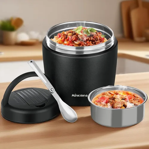 Vista 9 de Termo para comida caliente, 40 onzas, tarro de comida aislado al vacío para adultos, de acero inoxidable, termo de boca ancha, a prueba de fugas