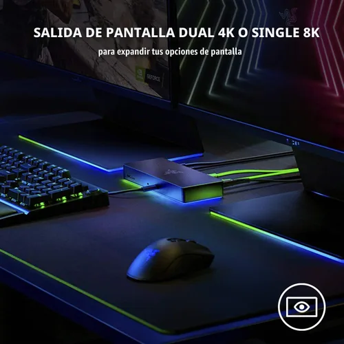 Vista 4 de Razer Base Thunderbolt 4, 10 puertos, USB-A, USB-C, 2.5 GbE, negro
