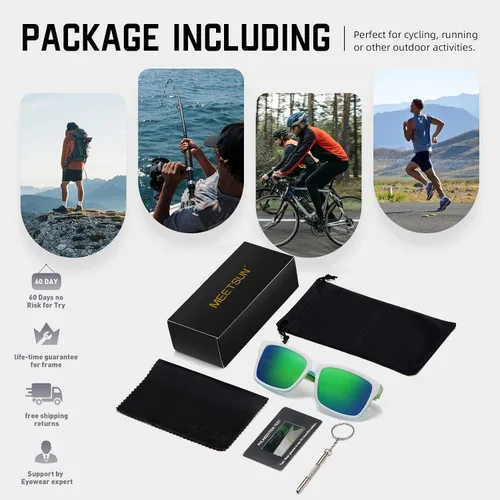 Vista 7 de MEETSUN Gafas de sol polarizadas cuadradas para hombres y mujeres clásicas retro deportes pesca conducción UV400 L