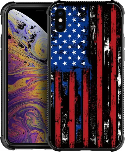 Vista 20 de Funda compatible con iPhone X/XS, diseño de bandera estadounidense de béisbol, TPU suave, a prueba de golpes, de vidrio templado, para iPhone X/XS