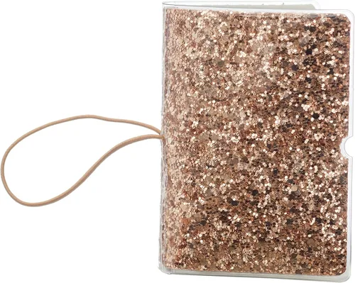 Vista 4 de Soporte para tarjetas de crédito para mujeres, soporte para cupones de tarjetas de fidelidad y organizador con 32 ranuras para tarjetas, Oro rosa
