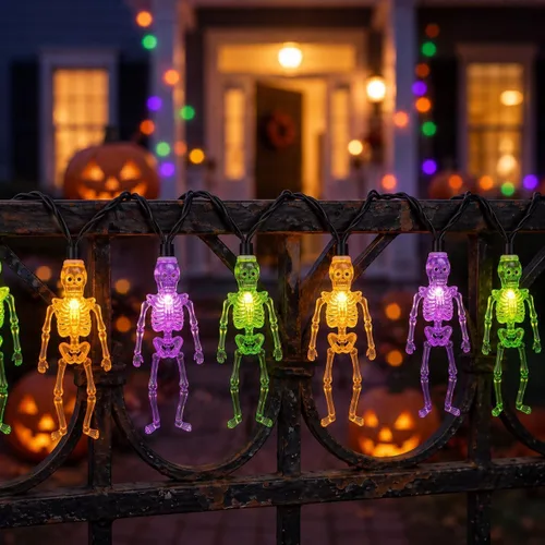 Vista 13 de Abeja Luces de ventana de Halloween, paquete de 4 unidades, calabaza