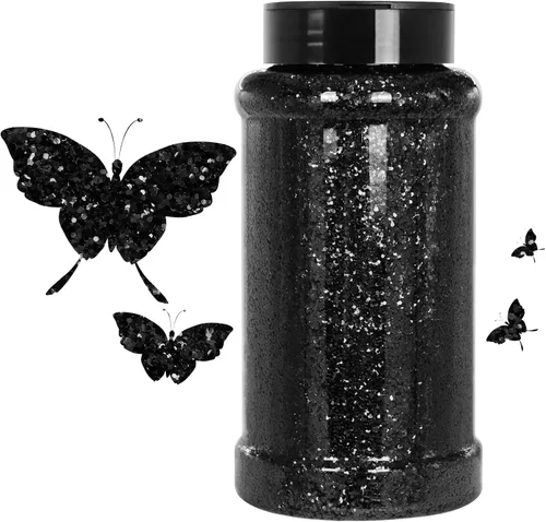 Vista 50 de Purpurina negra ultrafina, 16 onzas (1 libra), purpurina fina para manualidades de resina, uñas, vasos, slime, cosméticos y decoración de festivales