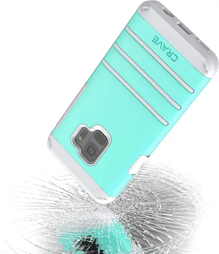 Vista 5 de Crave S9 Caso, Strong Guard Protection Series Funda para Samsung Galaxy S9 - Menta/Gris