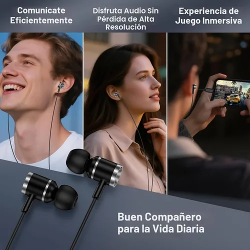 Vista 6 de Auriculares con cable USB C para Samsung Galaxy Negro