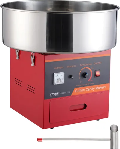 Vista 14 de VEVOR - Máquina eléctrica para hacer algodón de azúcar con carro, máquina comercial para hacer caramelo de 1000W con tazón de acero inoxidable