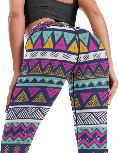 Vista 2 de Lurhonp Leggings de yoga azteca de cintura alta con control de abdomen para mujer
