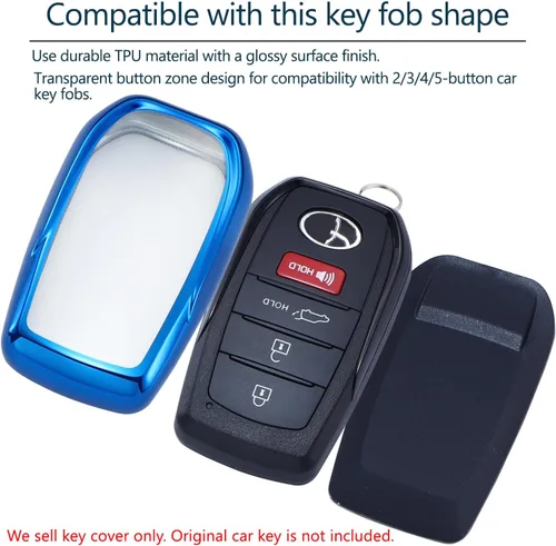 Vista 4 de Funda protectora para llave de coche para Toyota Rav4 Highlander 4Runner Tacoma Tundra Corolla Camry