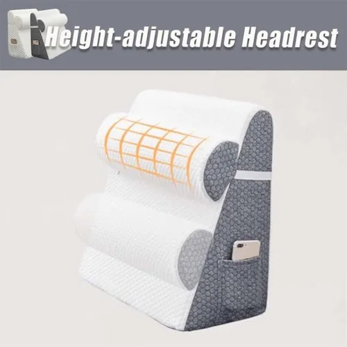 Vista 4 de Juego de almohada de cuña ortopédica ajustable para dormir, incluye una almohada para el cuello, espuma viscoelástica de alta calidad y funda Gris