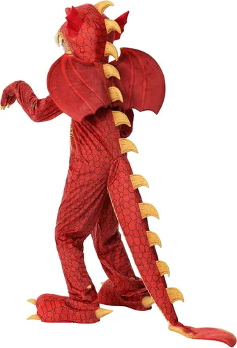 Vista 3 de Disfraz de dragón rojo para niños overol de dragón para niños Rojo