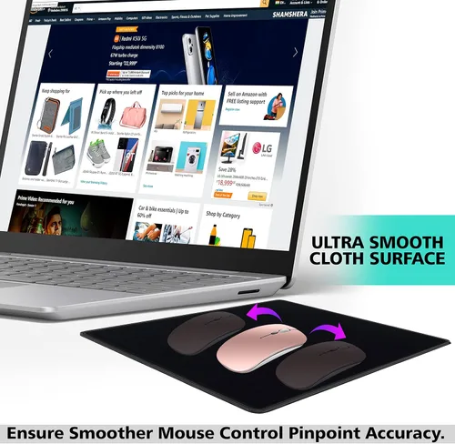 Vista 6 de SaiTech IT Paquete de 10 alfombrillas para mouse de 0.079 pulgadas con bordes cosidos, base de goma antideslizante, texturizadas e impermeables