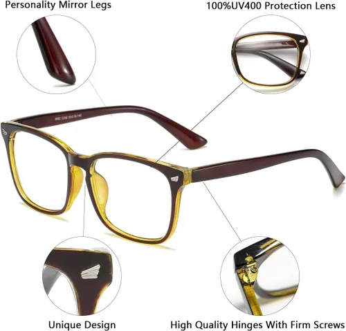 Vista 2 de Gafas cuadradas unisex con estilo sin receta
