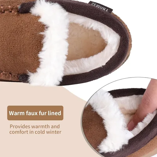 Vista 3 de SEMARY Toddler Kids' Moccasin House Shoe with Indoor Outdoor Memory Foam Sole Protection Slipper U722WLFX-0914