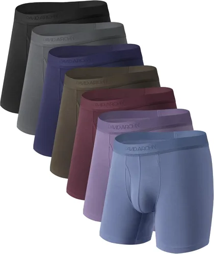 Vista 20 de DAVID ARCHY - Calzoncillos tipo bóxer para hombre (ultra suaves, con soporte, bolsillo, transpirables) en paquete múltiple Negro-a- 6.5