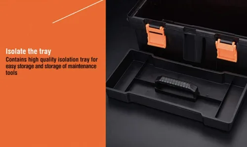 Vista 4 de Edward Tools Caja de herramientas de plástico resistente de 14 pulgadas - Cajas de accesorios superiores pequeñas - Mango de agarre - Bandeja