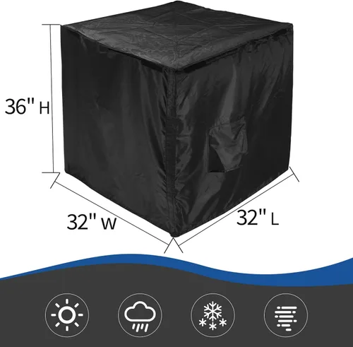Vista 7 de Cubierta central de aire acondicionado para unidades exteriores, cubierta impermeable 2 en 1 con malla ventilada y diseño superior desmontable Negro