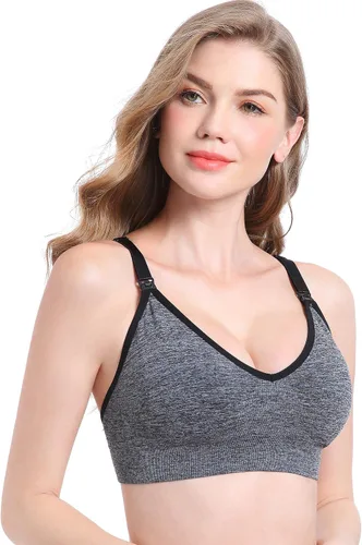Vista 3 de Suekaphin - Brasier de lactancia sin varillas, con cuello en V profundo, brasier de lactancia para maternidad, bralette para dormir y amamantar