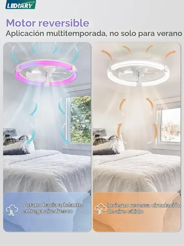 Vista 3 de LEDIARY Ventilador de techo con luz, lámpara de bajo perfil de 20 pulgadas Blanco