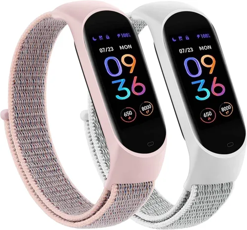 Vista 10 de Wanme Bandas de nailon para Amazfit Band 5 correas de repuesto para mujeres y hombres, paquete de 2 correas deportivas de nailon suave compatibles