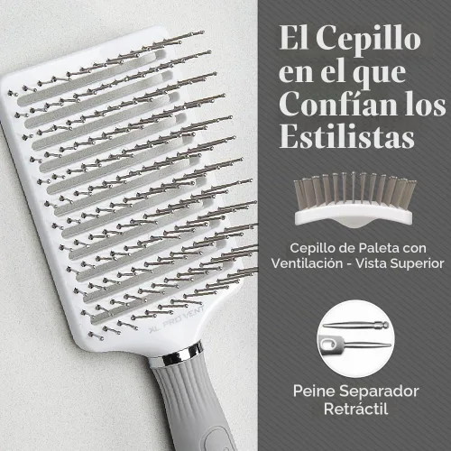 Vista 5 de Olivia Garden Cepillo de pelo Ceramic + Ion XL Pro Paddle Plateado