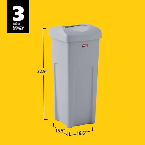 Vista 7 de Rubbermaid Commercial - bote de basura cuadrada intocable, Gris