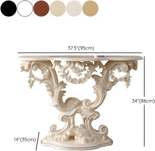 Vista 2 de LAKIQ Mesa de consola de estilo europeo, mesa de entrada de madera, mesa de pasillo moderna estilo campestre, mesa de entrada de forma libre, sofá
