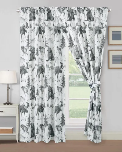 Vista 16 de Chezmoi Collection Basin - Juego de 4 piezas de cortinas para ventana de cabaña Northwest Lodge con respaldo transparente - Microfibra estampada