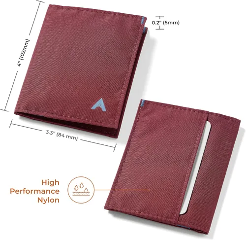 Vista 5 de Allett Cartera híbrida para tarjetas, morera, nailon, bloqueo RFID, diseño vertical, minimalista, plegable, soporte para tarjetas, resistente al