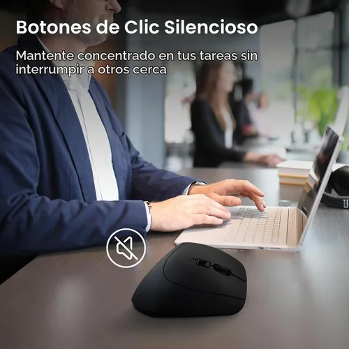 Vista 3 de SANWA Ratón ergonómico inalámbrico 2.4G, ratón vertical de clic silencioso 2.4G wireless