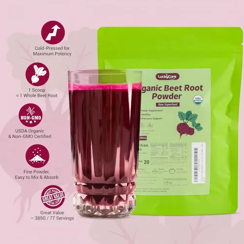 Vista 2 de Polvo de raíz de remolacha orgánica 13.6oz (385g) Superalimento puro crudo Rico en nitratos de origen vegetal Apoya la energía, la resistencia