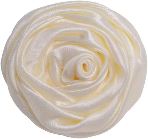 Vista 3 de 20 piezas de tela de satén flores de tela de rosas para manualidades, vestido de costura, diadema, decoración de fiesta de boda