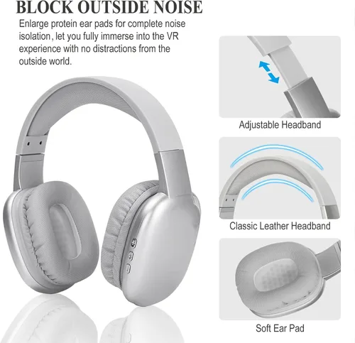 Vista 4 de Gaming Headphones Compatible with Meta Quest 2 Headset Increase VR Immersion - VR Headphones with Custom Length Cable, Optimized Gaming Audio
