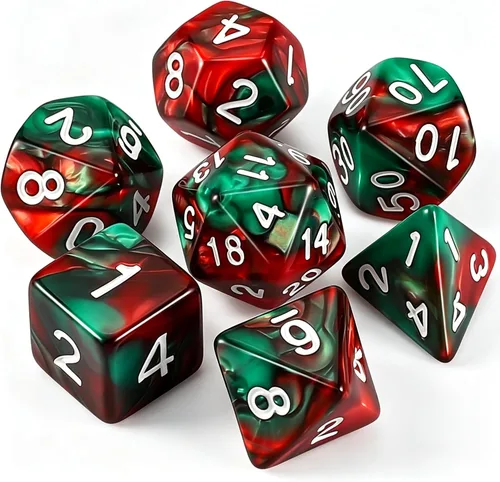 Vista 22 de QMAY - Juego de dados para DND, 7 dados poliédricos con bolsa de dados para juegos de mesa D&D