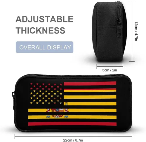 Vista 2 de Estuche de lápices con bandera americana de España, bolsa de lápices duradera de gran capacidad para almacenamiento