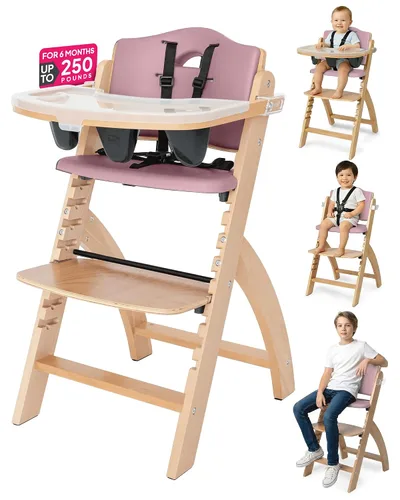 Vista 22 de Silla alta de madera con bandeja, de Abiie Beyond La solución de asiento perfecta para tu hijo como silla alta para comedor