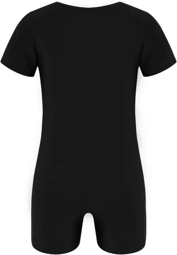 Vista 2 de Leotardo de ballet de manga corta para niños y niñas, pantalones cortos de gimnasia Negro
