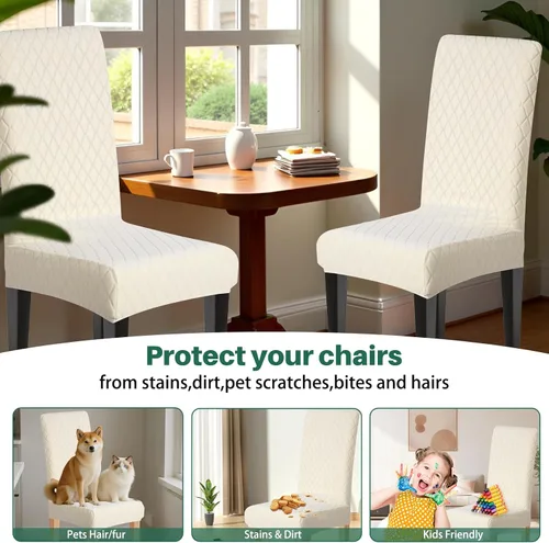 Vista 6 de Dioxide Juego de 4 fundas impermeables para sillas de comedor, fundas elásticas para sillas de comedor, fundas para sillas Parson, extraíbles