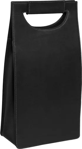 Vista 3 de Piel Leather Portador de vino doble, Negro -, Portador de vino doble