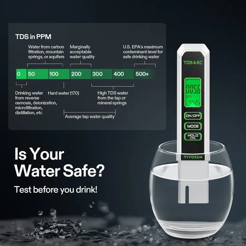 Vista 6 de VIVOSUN Kits de medidor digital de pH y TDS, 0.01 pH de alta precisión tipo bolígrafo, medidor de pH con ± 2 % de precisión de lectura, 3 en 1