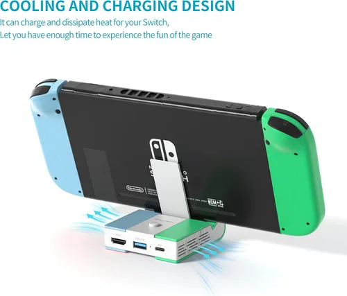 Vista 3 de Versión actualizada 2021 Base de carga para Nintendo Switch estación de carga portátil Runpower estación de carga plegable para TV con 4K HDMI USB