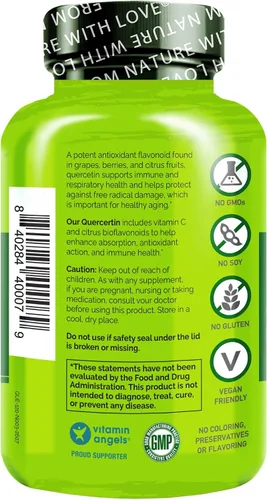 Vista 2 de NATURELO Quercetina Citrus Bioflavonoid Complex - 120 Cápsulas Vegetarianas Con absorción mejorada, suplemento de apoyo inmunológico, apoyo